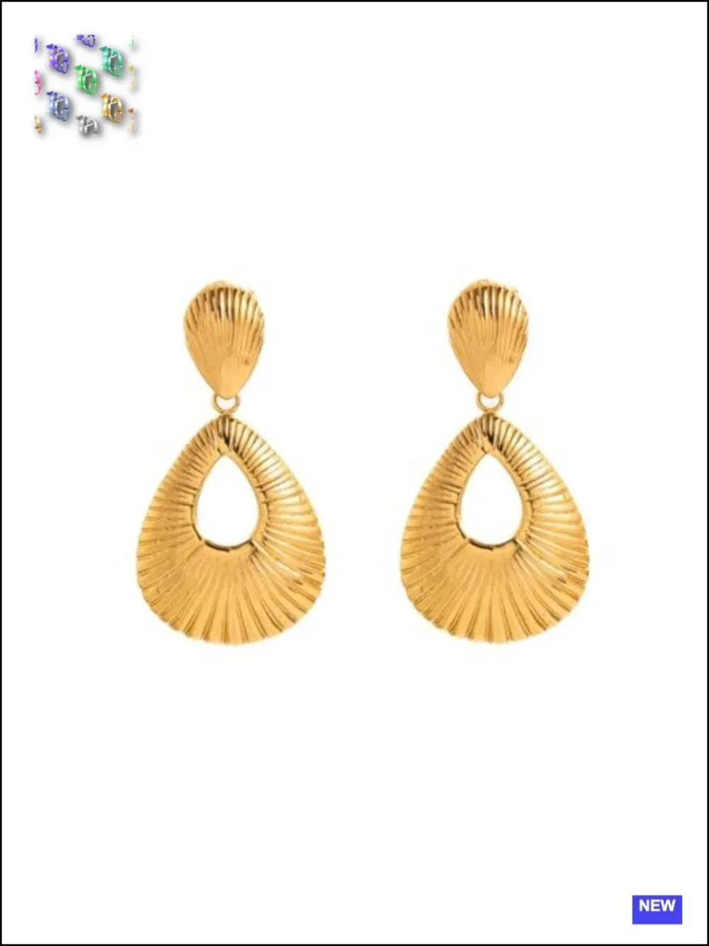 Large Chunky Gold Hollow Circular Dangle Earrings, Vintage Geometric Ribbed